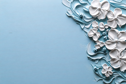 White Flowers and Blue Strokes