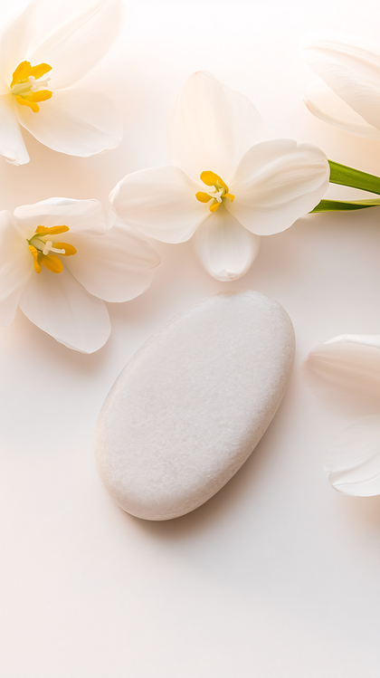 White Flowers and Stone
