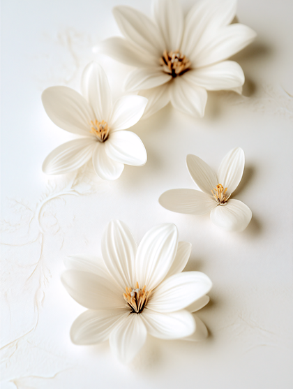 White Flowers On Cream Background