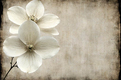 White Flowers On Textured Beige Background