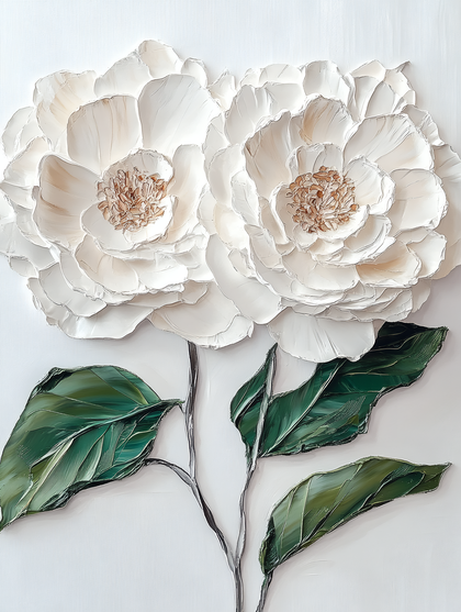 White Flowers Relief