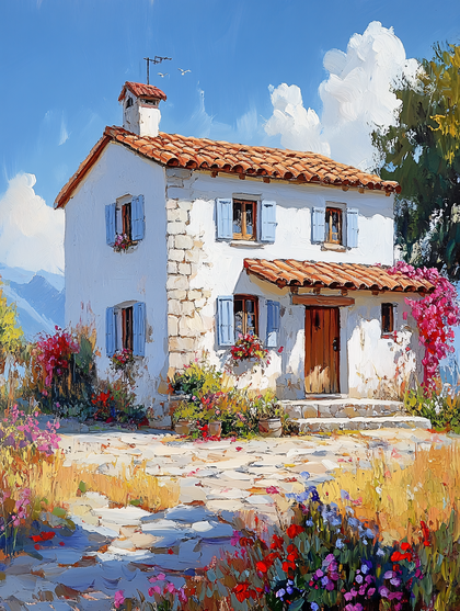 White House In Sunny Landscape