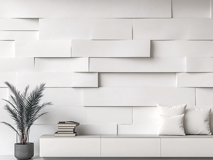 White Interior with Books and Plant