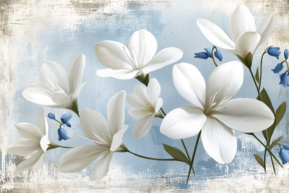 White Lilies and Bluebells Floral Art