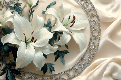 White Lilies and Jeweled Frame