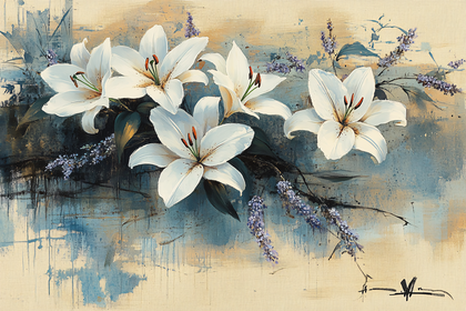 White Lilies and Lavender
