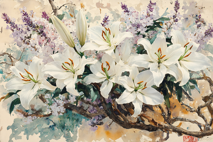 White Lilies and Lilacs