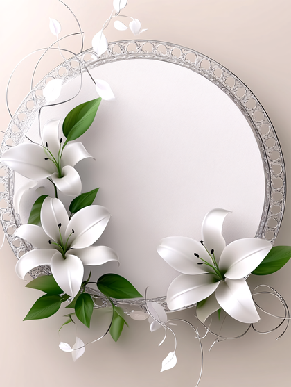 White Lilies and Silver Frame