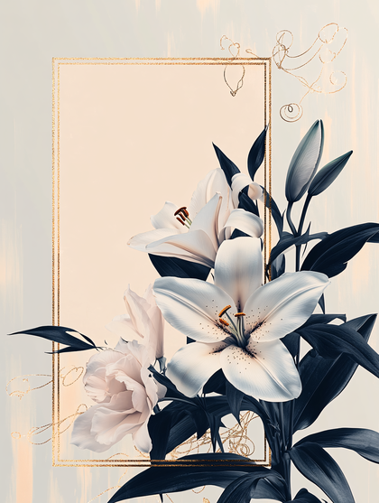 White Lilies & Golden Frame