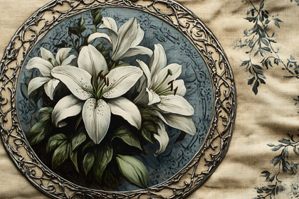 White Lilies in Ornate Frame