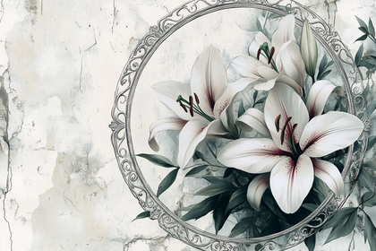 White Lilies in Ornate Frame