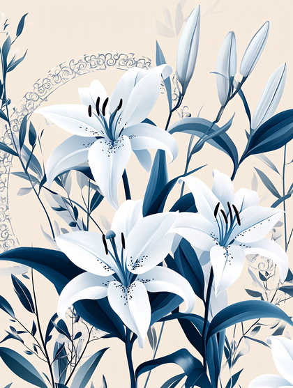 White Lilies with Blue Accents