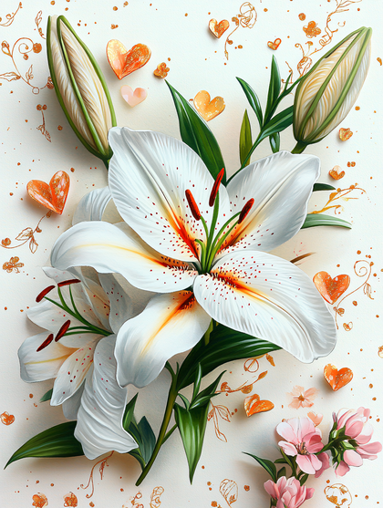 White Lily and Hearts