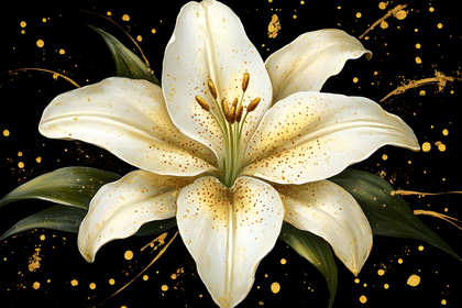 White Lily with Gold Splatter