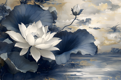 White Lotus Bloom Digital Art