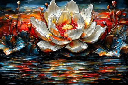 White Lotus Blossom Digital Painting