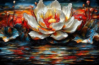 White Lotus Blossom Digital Painting