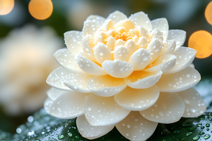 White Lotus with Water Droplets