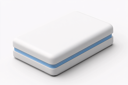 White Rectangular Object with Blue Stripe