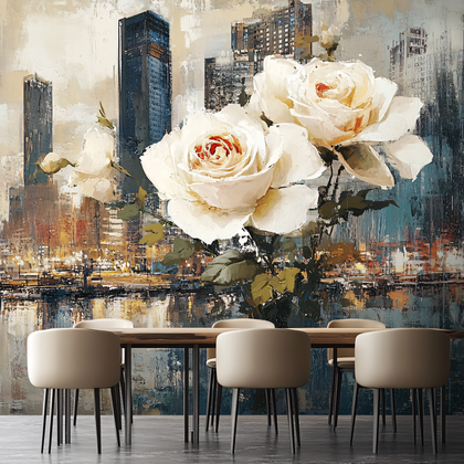 White Roses Cityscape Dining Room