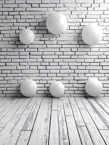 White Spheres on Brick Wall