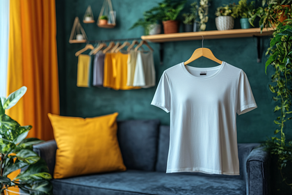 White T-Shirt Display on Hanger