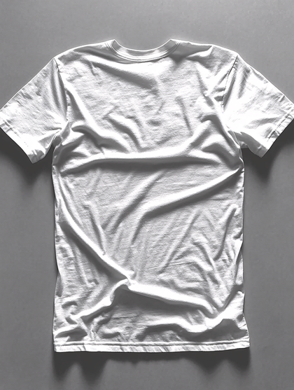 White T-Shirt Lay Flat on Gray Background