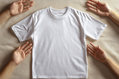 White T-Shirt Mockup with Hands