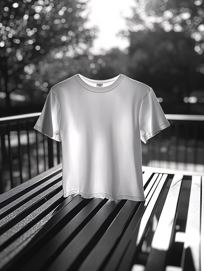 White T-Shirt On Bench Mockup
