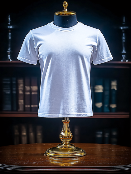 White T-Shirt on Golden Mannequin