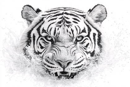 White Tiger Splashing in Water
