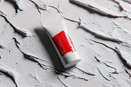 White Tube With Red Paint Splatter