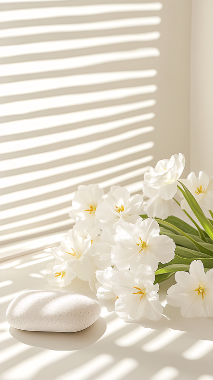 White Tulips and Pebble