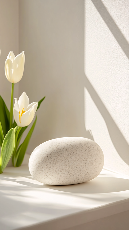 White Tulips and Stone Object