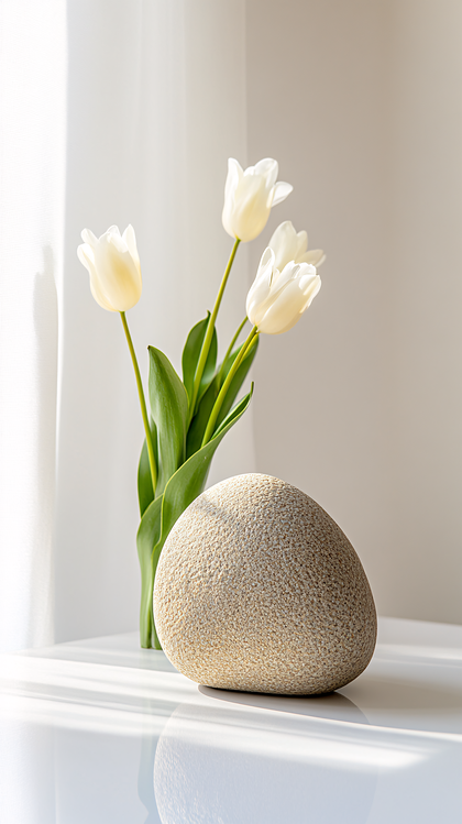 White Tulips and Stone
