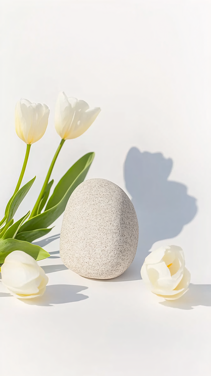 White Tulips and Stone