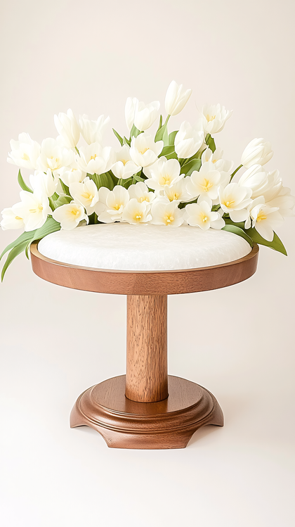 White Tulips on Pedestal