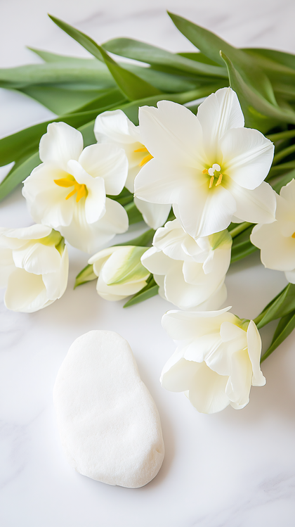 White Tulips with Stone