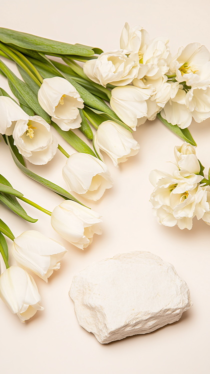 White Tulips with Stone