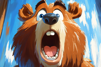 Wide-Eyed Shocked Cartoon Bear