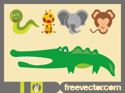Wild Animal Cartoons Free Vector