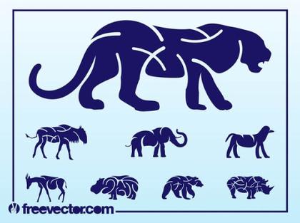 Wild Animals Silhouettes Free Vector