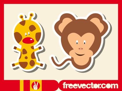 Wild Animals Stickers Free Vector