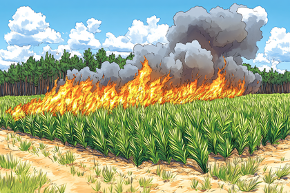 Wildfire in Sugarcane Field