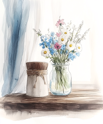 Wildflower Still Life By Window