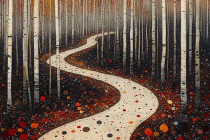 Winding Forest Path In Autumn