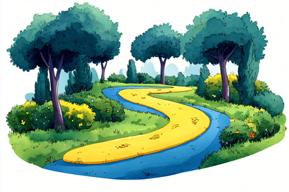 Winding Path in Green Landscape
