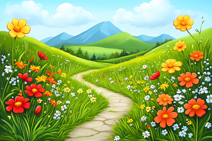 Winding Path Through a Meadow
