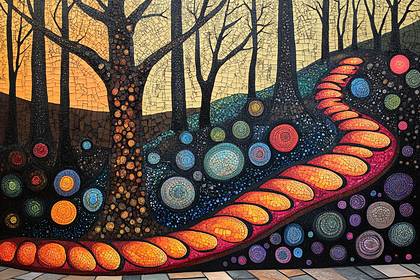 Winding Path Through a Mosaic Forest