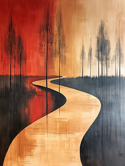 Winding Path Through Abstract Forest
